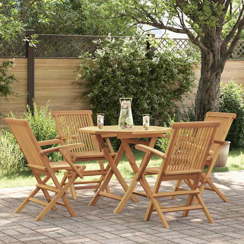 Set mobilier de grădină, 5 piese, lemn masiv de tec