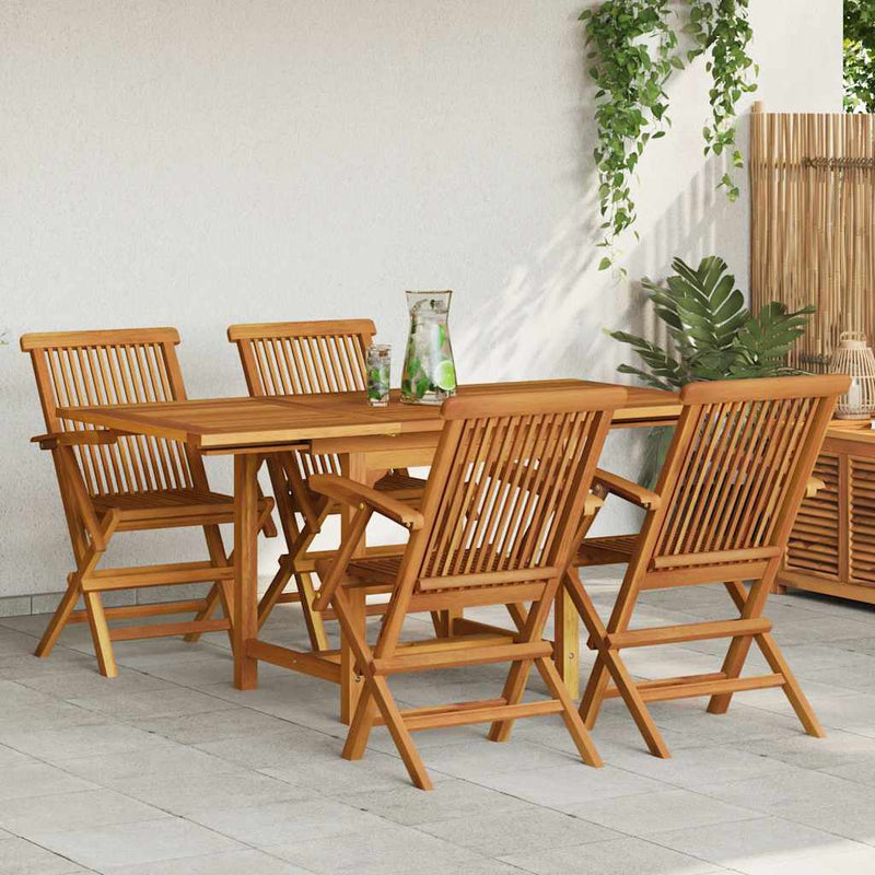 Set mobilier de grădină, 5 piese, lemn masiv de tec