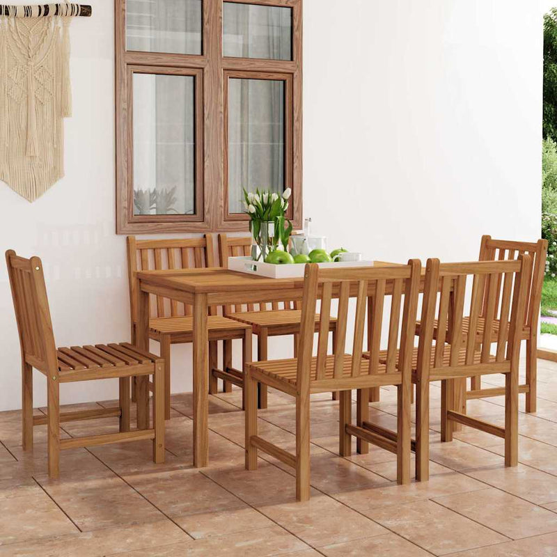 Set de mobilier de grădină cu 7 piese, 140x80 cm, lemn masiv de tec