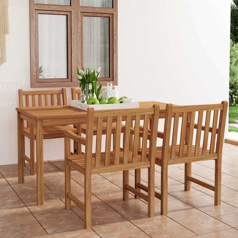Set de mobilier de grădină cu 5 piese, 180x90 cm, lemn masiv de tec