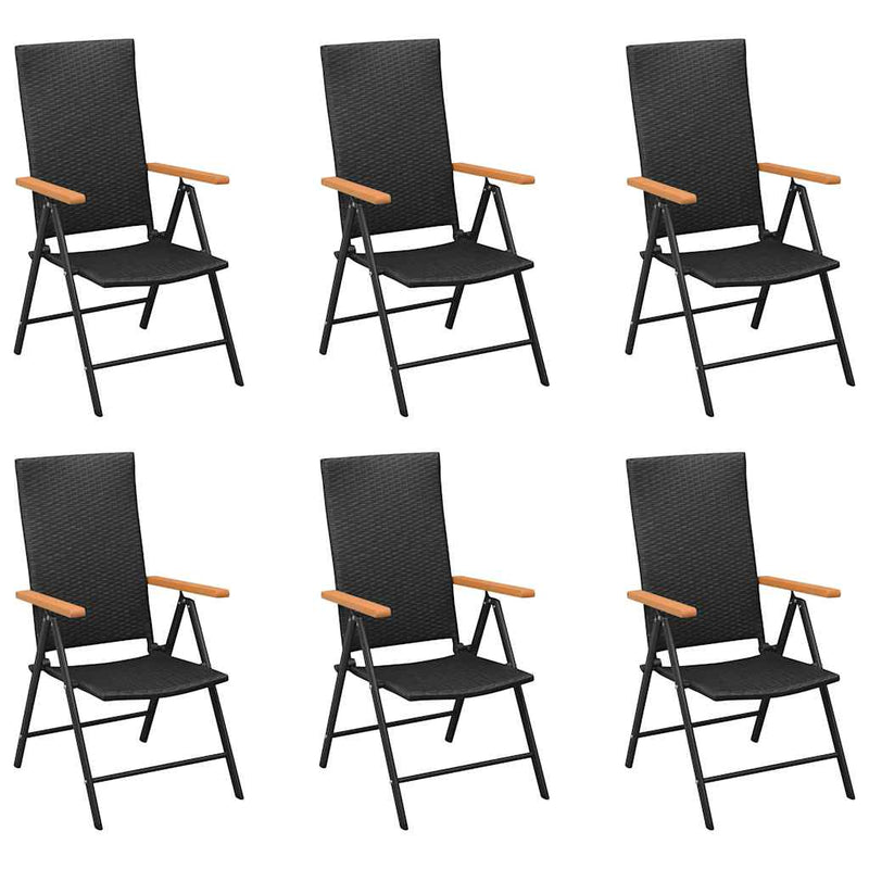 Set mobilier de grădină, 7 piese, negru și maro
