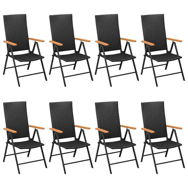Set mobilier de grădină, 9 piese, negru și maro