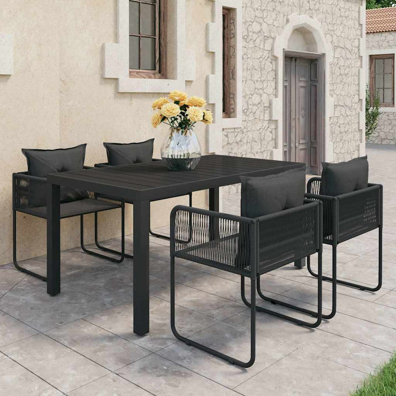 Set mobilier de grădină, 5 piese, negru, ratan PVC