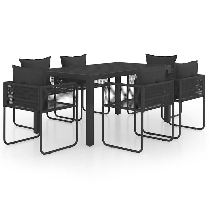 Set mobilier de grădină, 7 piese, negru, ratan PVC