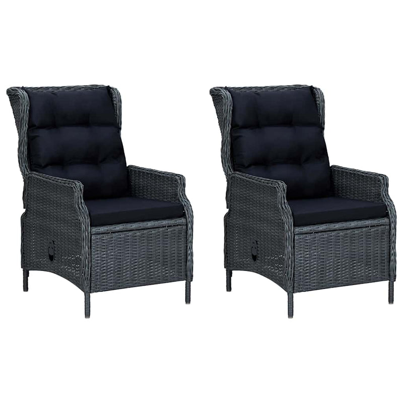 Set mobilier exterior cu perne, 9 piese, gri închis, poliratan