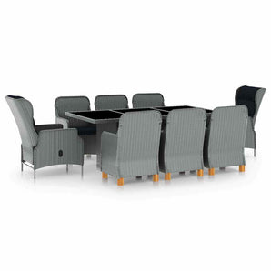 Set mobilier de exterior cu perne,9 piese,gri deschis,poliratan