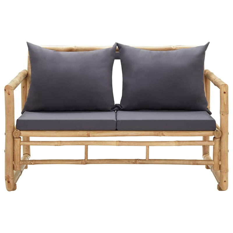 Bancă de grădină cu perne, 115 cm, bambus