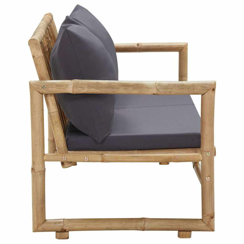 Bancă de grădină cu perne, 115 cm, bambus