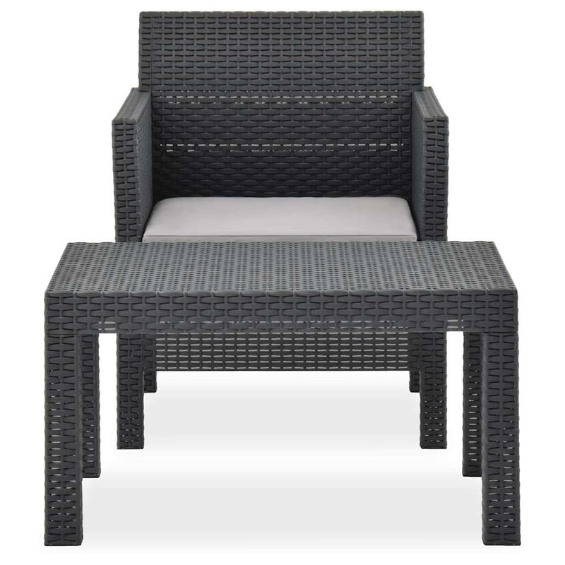 Set mobilier de grădină cu perne, 2 piese, antracit, PP ratan