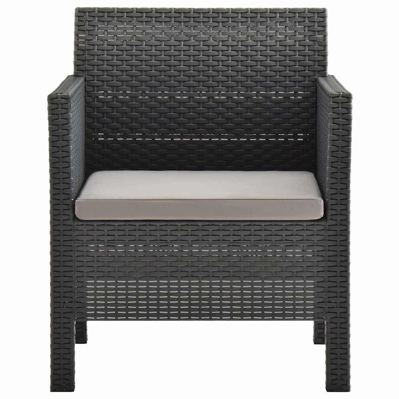 Set mobilier de grădină cu perne, 2 piese, antracit, PP ratan