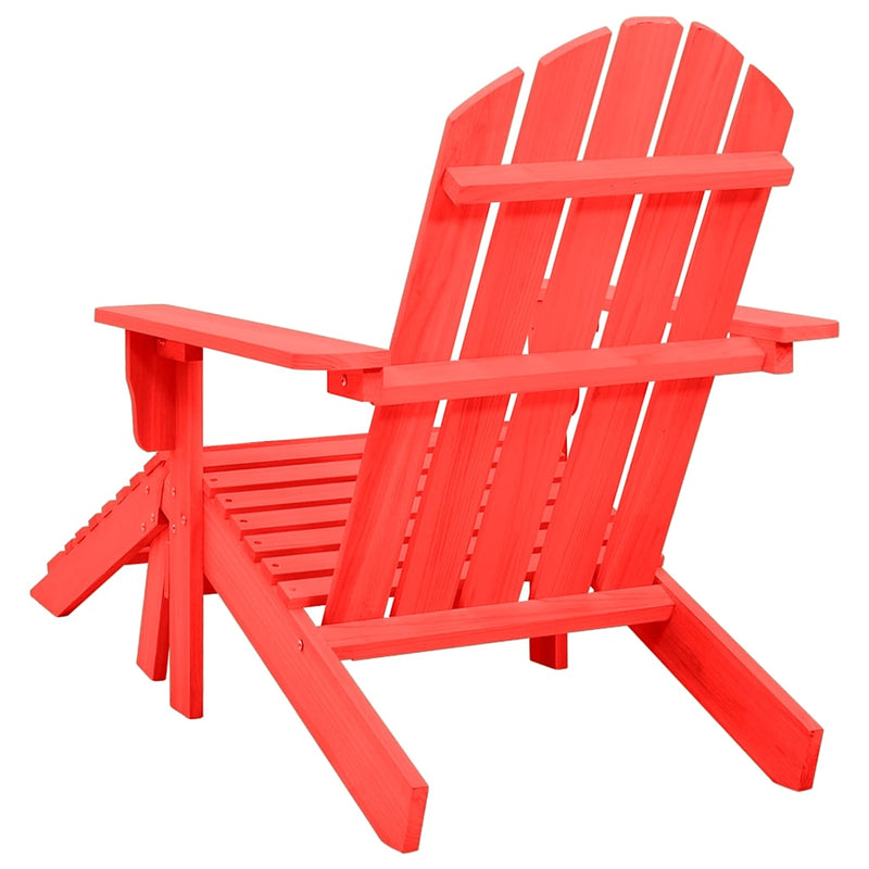 Scaun de grădină Adirondack cu taburet, roșu, lemn masiv brad