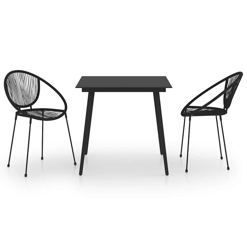 Set mobilier de exterior, 3 piese, negru, ratan PVC