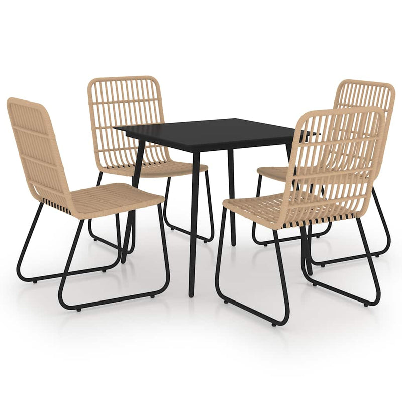 Set mobilier de exterior, 5 piese, poliratan și sticlă