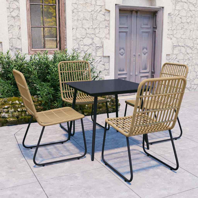 Set mobilier de exterior, 5 piese, poliratan și sticlă