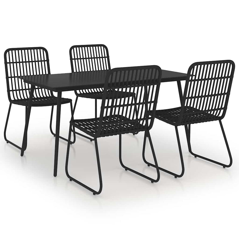 Set mobilier de exterior, 5 piese, poliratan și sticlă