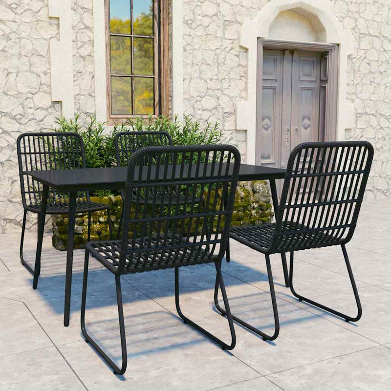 Set mobilier de exterior, 5 piese, poliratan și sticlă