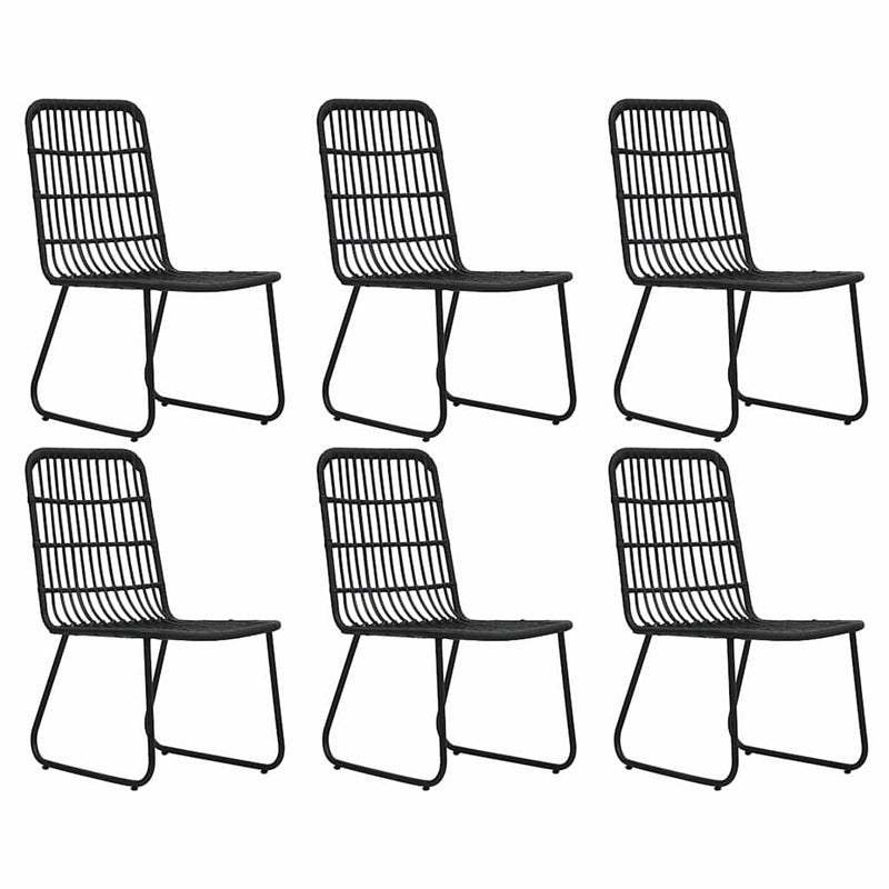 Set mobilier de exterior, 7 piese, negru, poliratan și sticlă