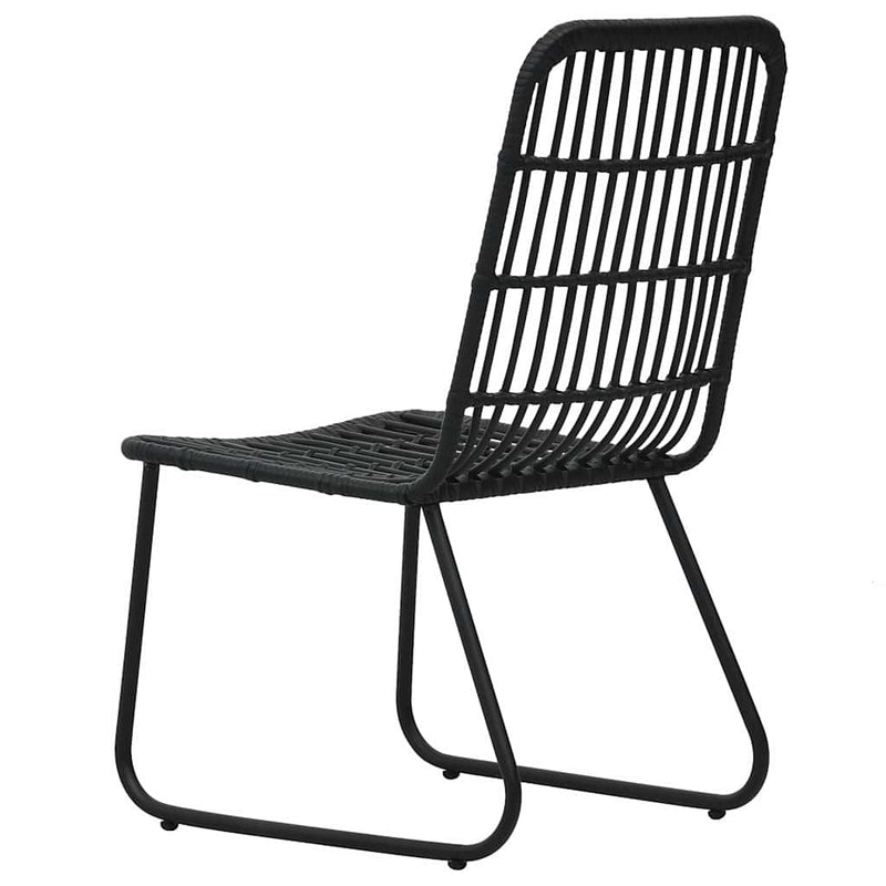 Set mobilier de exterior, 7 piese, negru, poliratan și sticlă
