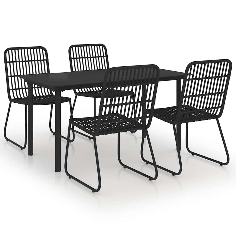 Set mobilier de exterior, 5 piese, poliratan și sticlă