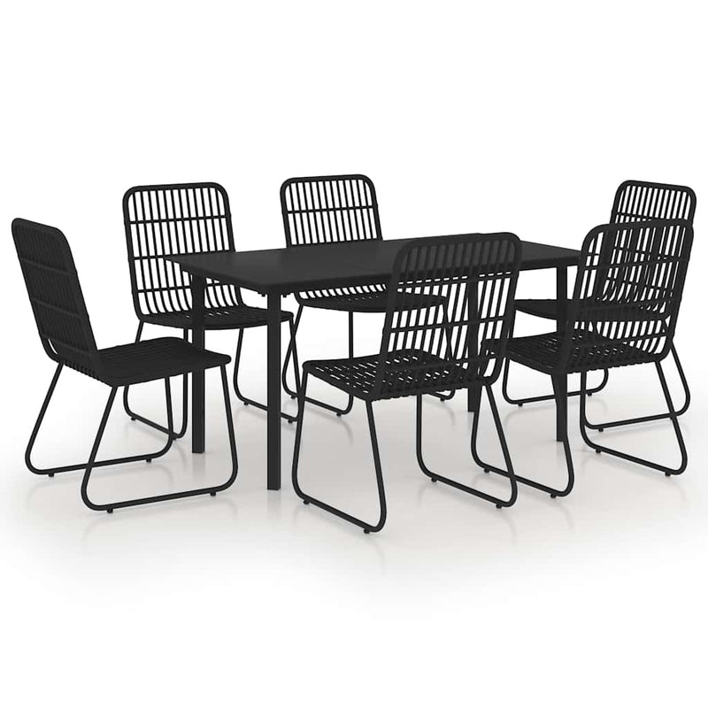 Set mobilier de exterior, 7 piese, poliratan și sticlă