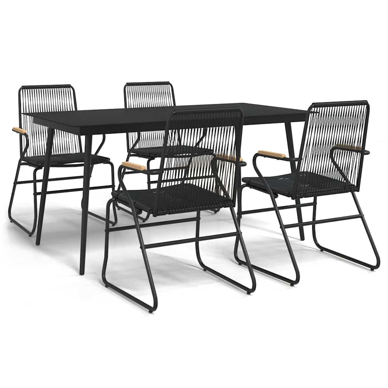 Set mobilier de grădină, 5 piese, negru, ratan PVC