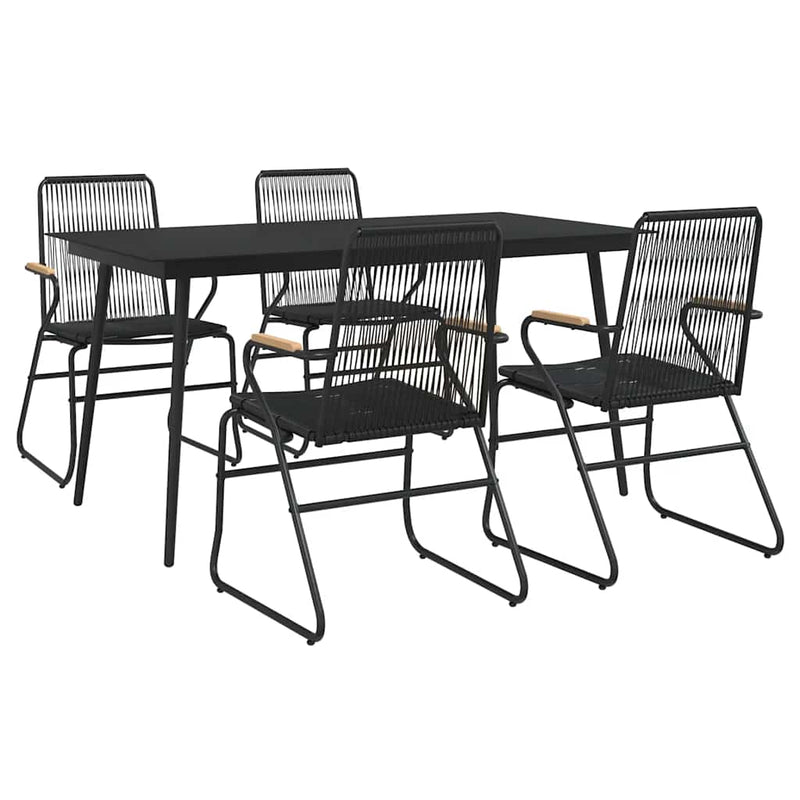 Set mobilier de grădină, 5 piese, negru, ratan PVC