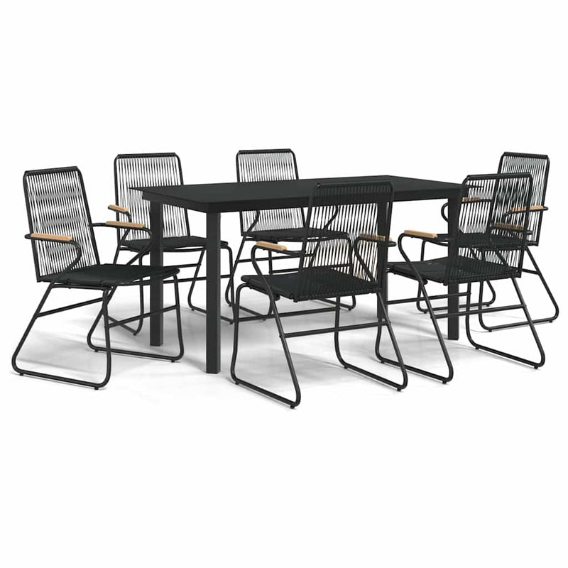 Set mobilier de grădină, 7 piese, negru, ratan PVC