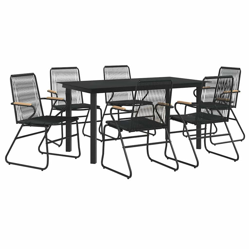 Set mobilier de grădină, 7 piese, negru, ratan PVC