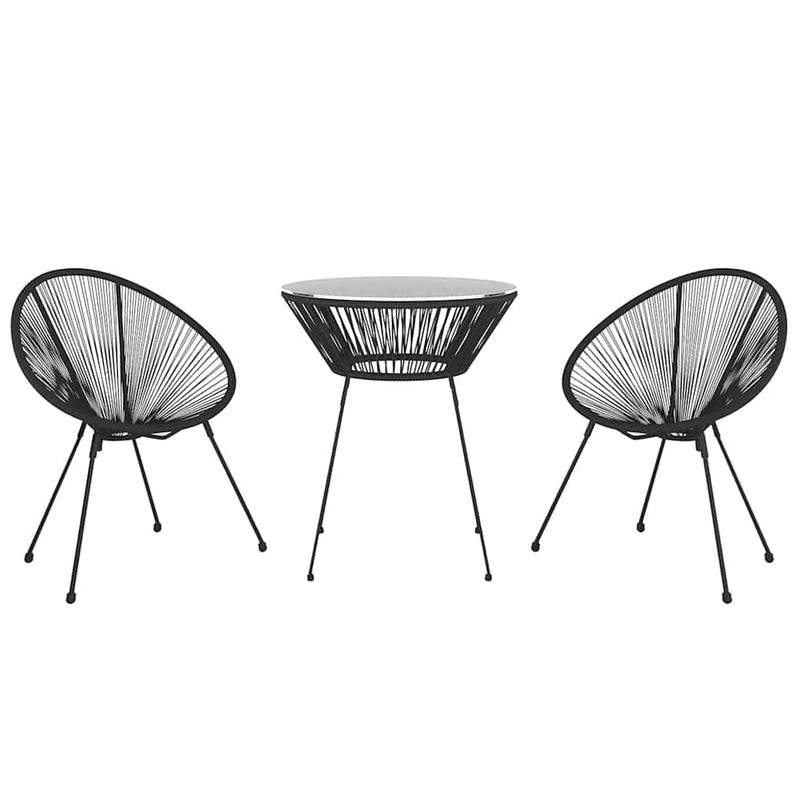 Set mobilier de exterior, 3 piese, negru, ratan PVC