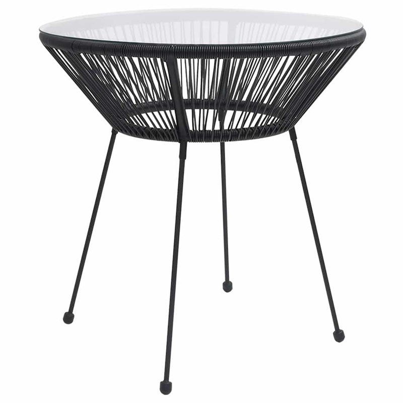Set mobilier de exterior, 3 piese, negru, ratan PVC