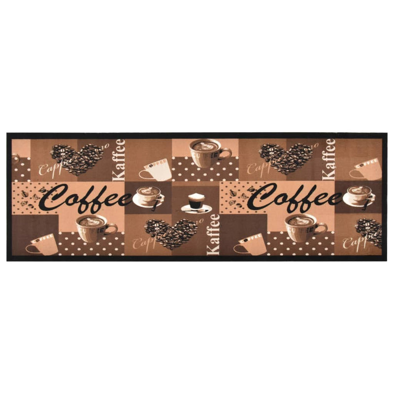 Covoraș bucătărie, lavabil, maro model cafea, 45x150 cm