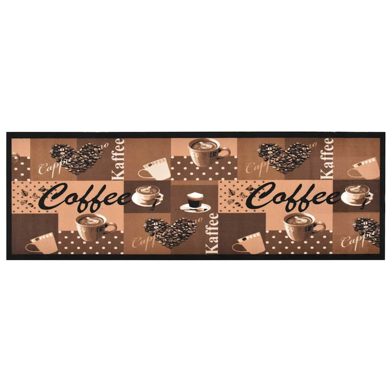 Covoraș bucătărie, lavabil, maro model cafea, 60x180 cm