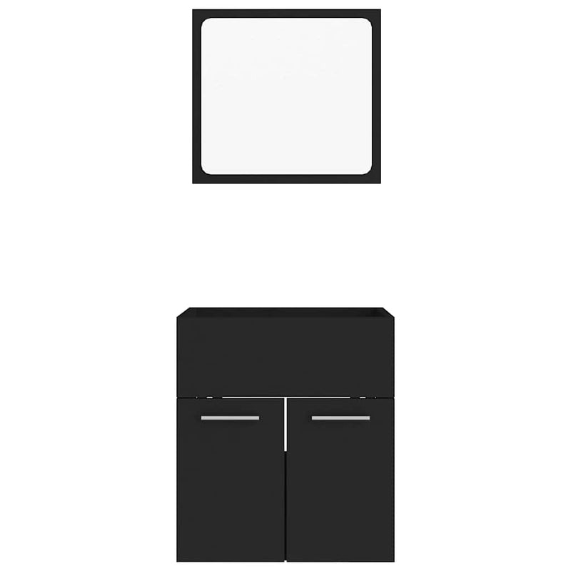Set mobilier de baie, 2 piese, negru, PAL