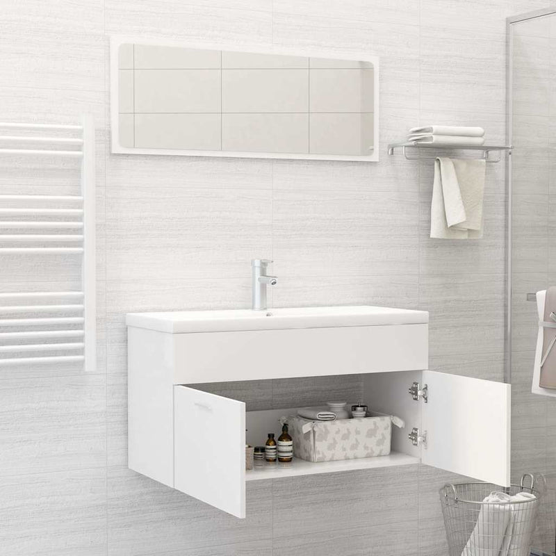 Set mobilier de baie, 2 piese, alb, PAL