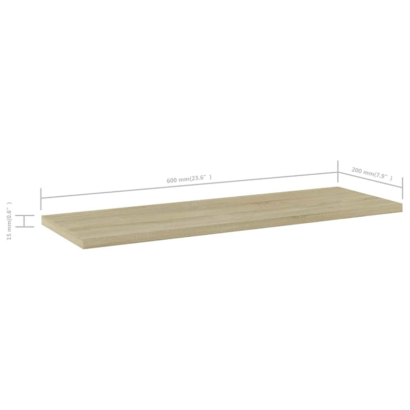 Plăci bibliotecă, stejar sonoma, 4 buc, 60 x 20 x 1,5 cm, PAL