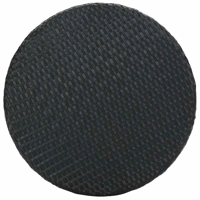 Set mobilier bar de grădină cu perne, 3 piese, negru, poliratan