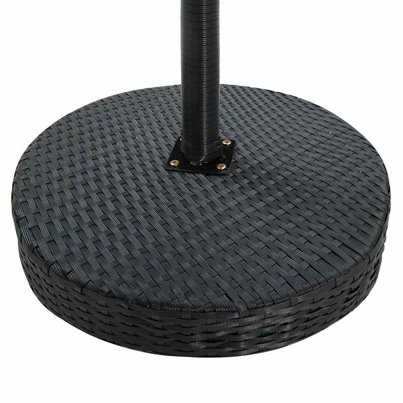 Set mobilier bar de grădină cu perne, 3 piese, negru, poliratan
