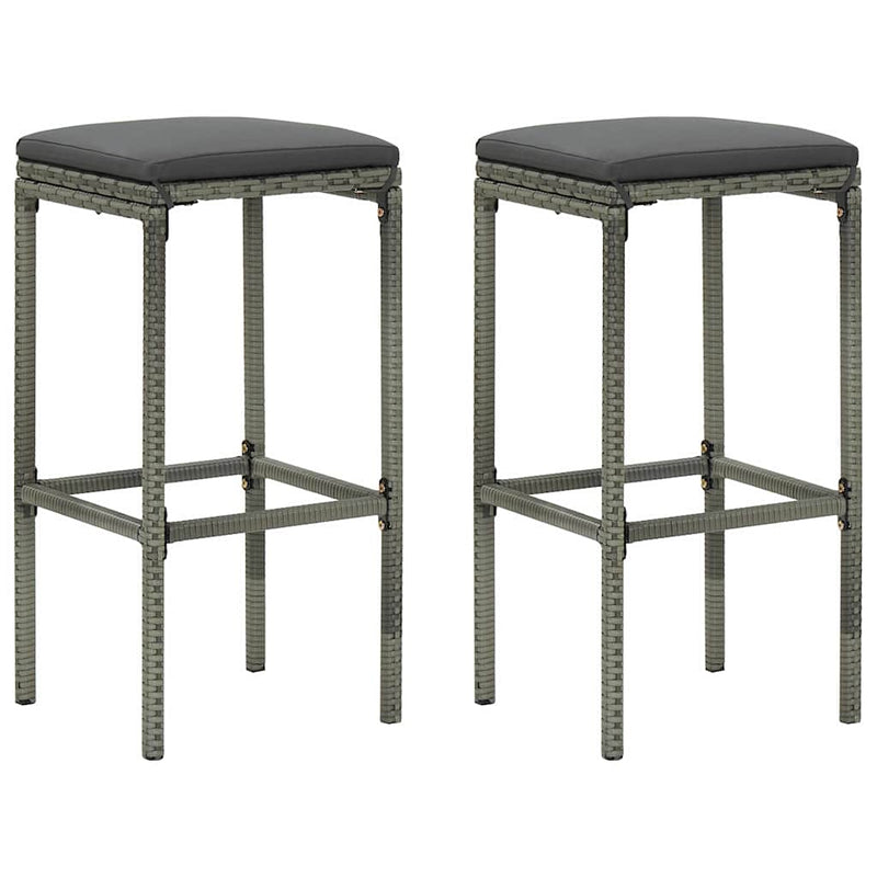 Set mobilier bar de grădină, cu perne, 3 piese, gri, poliratan