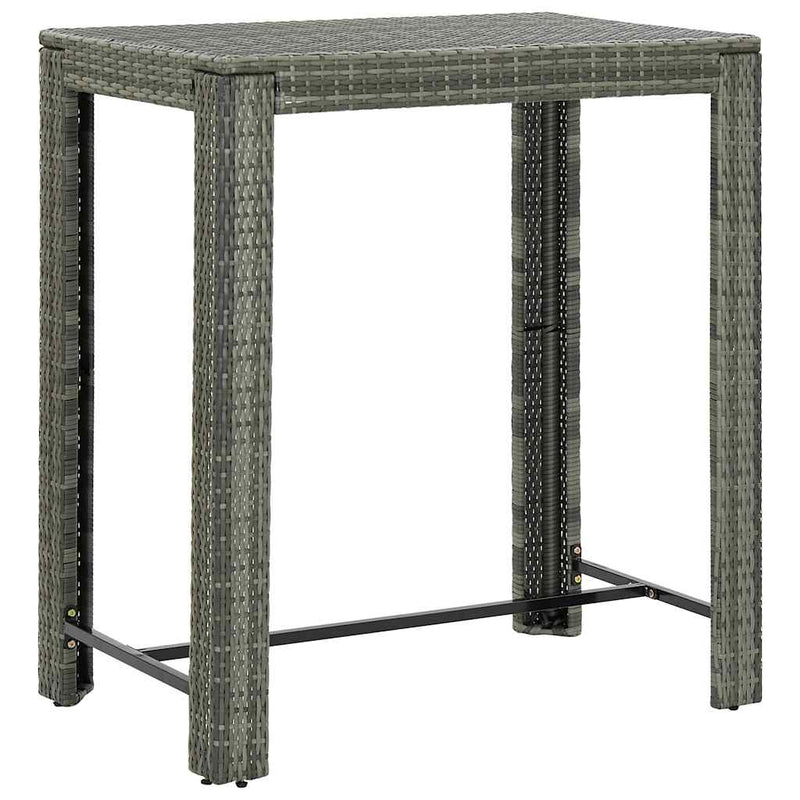 Set mobilier bar de grădină cu perne, 5 piese, gri, poliratan
