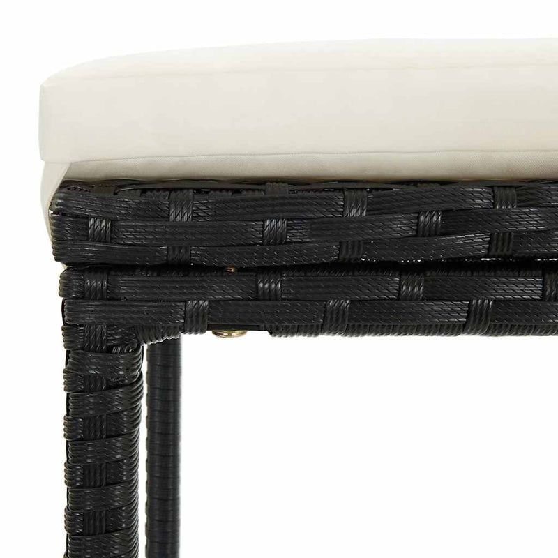 Set mobilier bar de grădină cu perne, 7 piese, negru, poliratan