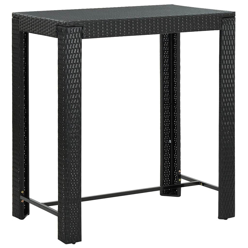 Set mobilier bar de grădină cu perne, 7 piese, negru, poliratan