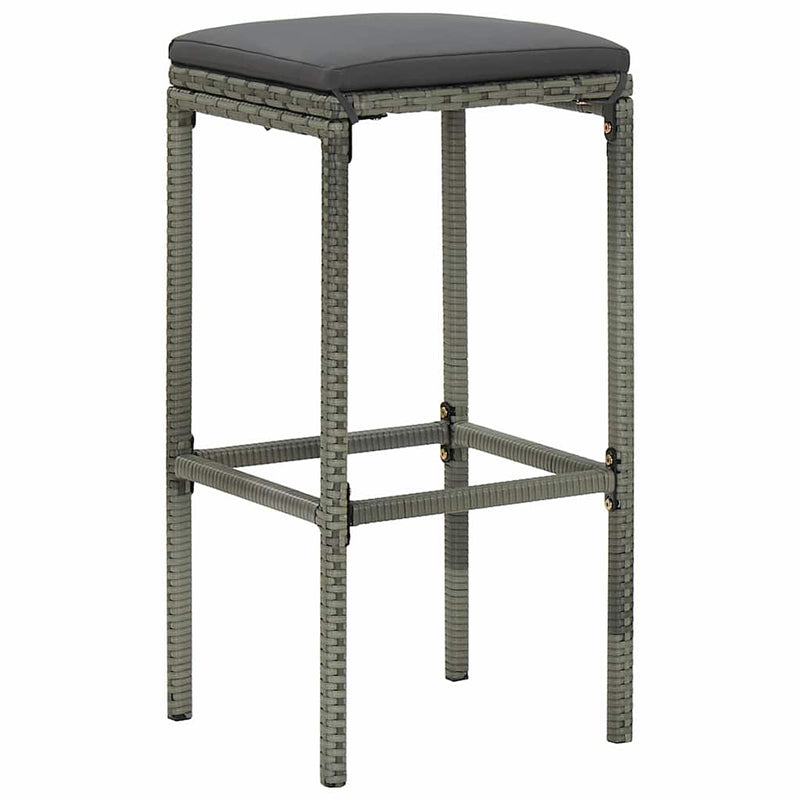 Set mobilier bar de grădină cu perne, 7 piese, gri, poliratan