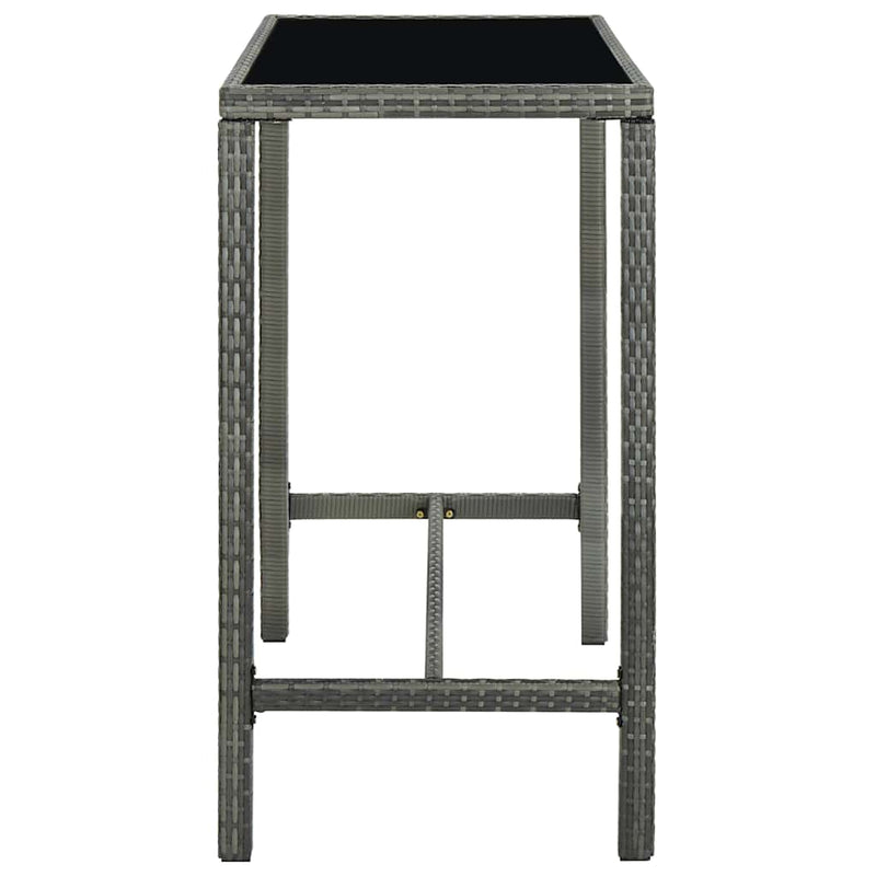 Set mobilier bar de grădină, 5 piese, gri, poliratan