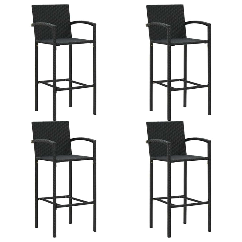 Set mobilier bar de grădină, 5 piese, negru