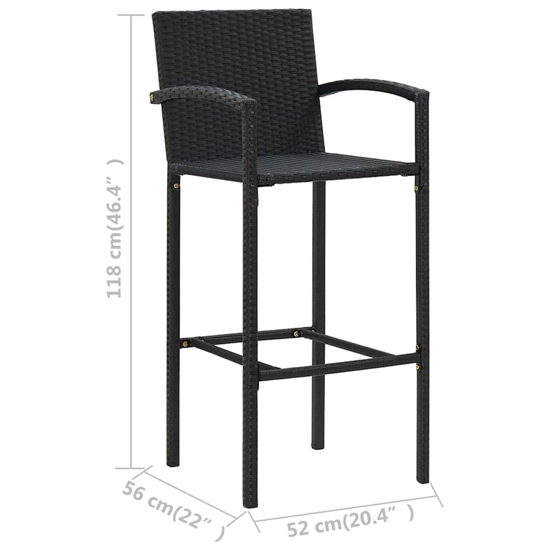 Set mobilier bar de grădină, 5 piese, negru