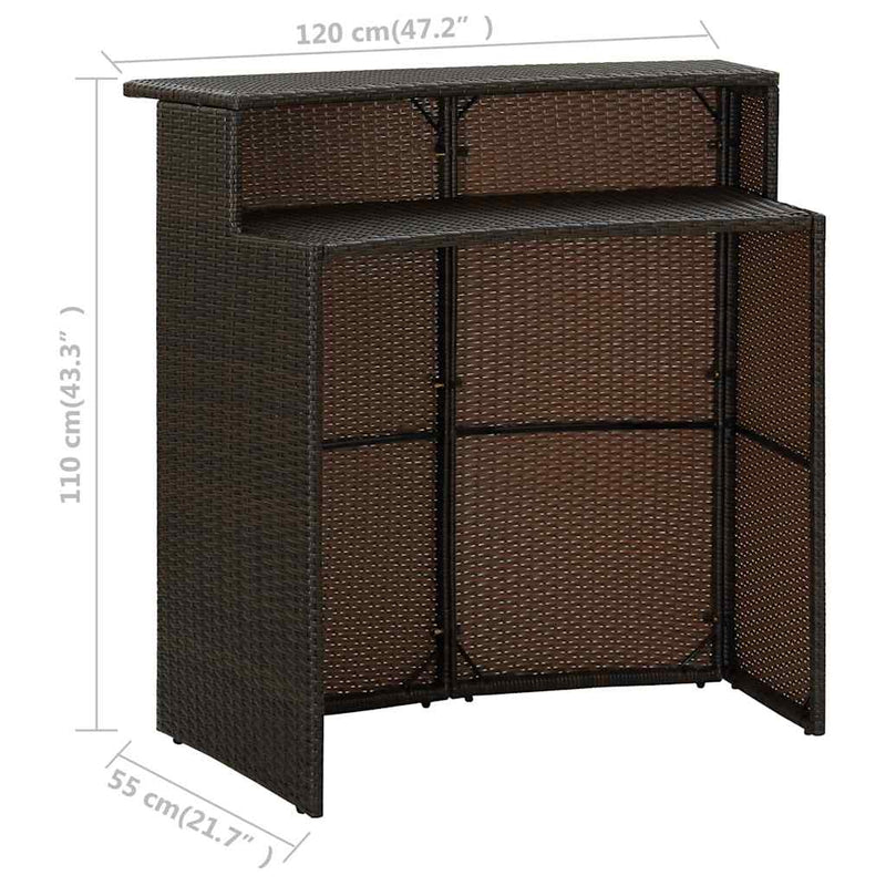 Set mobilier bar de grădină cu perne, 4 piese, maro