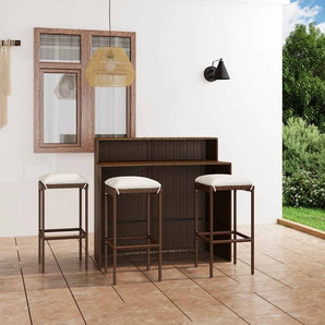 Set mobilier bar de grădină cu perne, 4 piese, maro