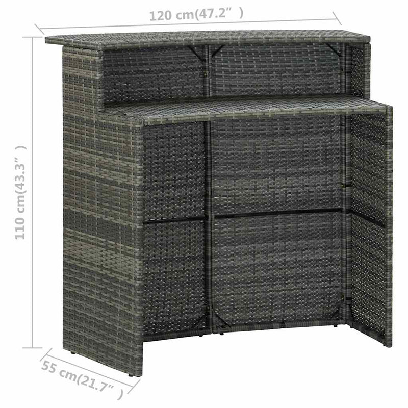 Set mobilier bar de grădină cu perne, 5 piese, gri