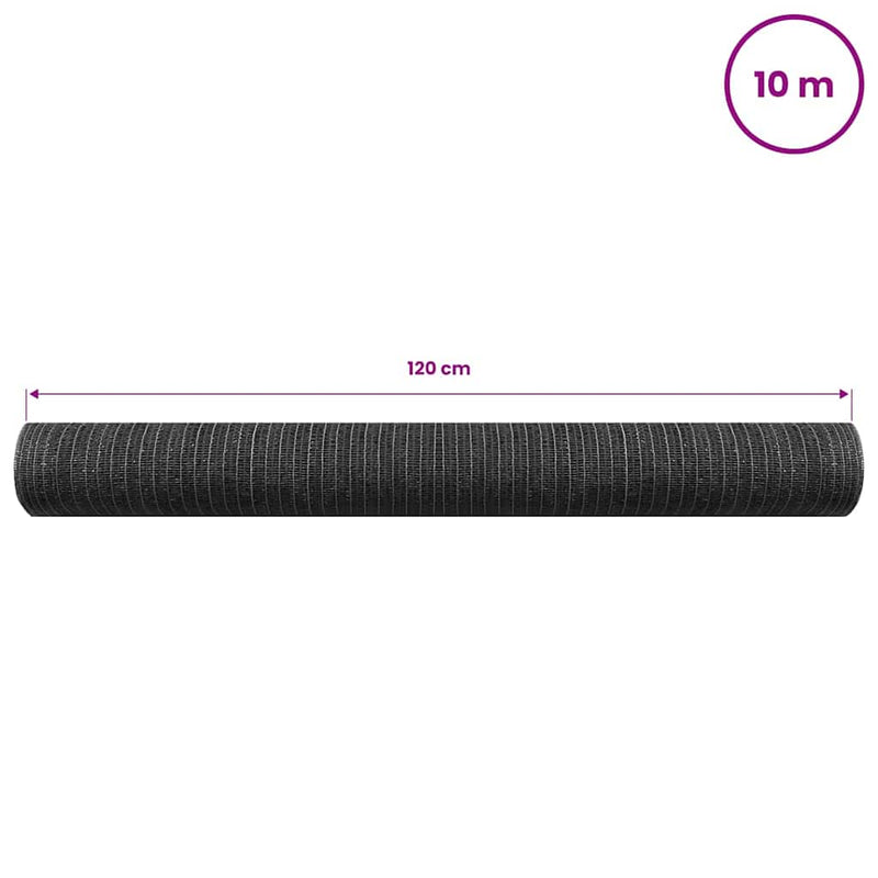 Plasă pentru intimitate, antracit, 1,2x10 m, HDPE, 75 g/m²
