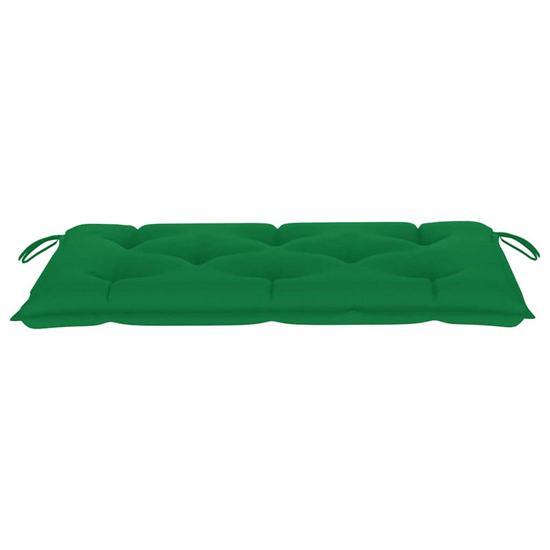 Bancă de grădină, cu pernă verde, 112 cm, lemn masiv de tec